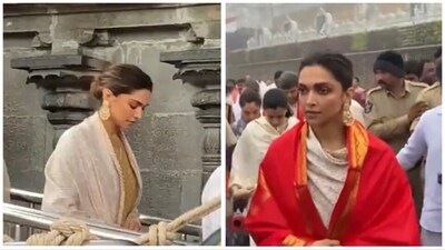 Deepika Padukone prayed at Tirupati temple on Friday. Deepika Padukone prayed at Tirupati temple on Friday.