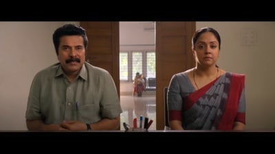 Mammootty and Jyothika as the lead characters in Kaathal. ‘What’s remarkable is the way Jeo and his writers, Adarsh Sukumaran and Paulson Skaria, choose to tell the story. There are no villains here, and very little drama,’ says Chopra. Mammootty and Jyothika as the lead characters in Kaathal. ‘What’s remarkable is the way Jeo and his writers, Adarsh Sukumaran and Paulson Skaria, choose to tell the story. There are no villains here, and very little drama,’ says Chopra.
