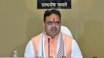 CM Bhajan lal Sharma addressing the media at CMO late Friday evening.