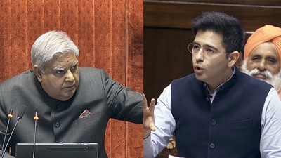 Rajya Sabha chairman Jagdeep Dhankhar and AAP MP Raghav Chadha (File) Rajya Sabha chairman Jagdeep Dhankhar and AAP MP Raghav Chadha (File)