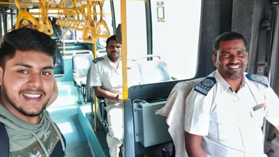 Man took a picture with BMTC driver and shared it on X. (Twitter/@Hariharen S.S ) Man took a picture with BMTC driver and shared it on X. (Twitter/@Hariharen S.S )