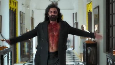 Ranbir Kapoor in a still from Animal.