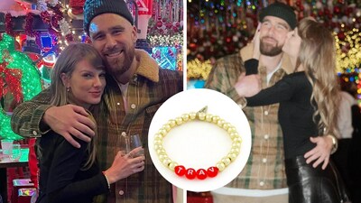 Taylor Swift gave special tribute to Travis Kelce with a custom bracelet (Instagram) Taylor Swift gave special tribute to Travis Kelce with a custom bracelet (Instagram)