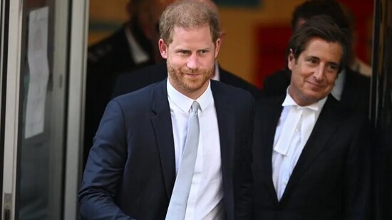 Prince Harry leaving court after giving his statement in the lawsuit. (Leon Neal/Getty Images)