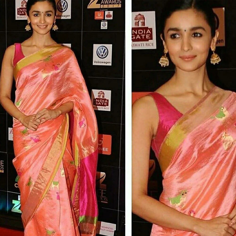 A Chanderi featuring a motif of three cats was sent as a gift to actor Alia Bhatt. It went viral after she wore it to an awards night. ‘Influencers are key,’ Harish says. A Chanderi featuring a motif of three cats was sent as a gift to actor Alia Bhatt. It went viral after she wore it to an awards night. ‘Influencers are key,’ Harish says.