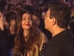 Aishwarya Rai, Shah Rukh Khan and Karan Johar at their kids' annual day function on Friday. Aishwarya Rai, Shah Rukh Khan and Karan Johar at their kids' annual day function on Friday.