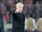 Real Madrid's head coach Carlo Ancelotti gestures during the Champions League group C soccer match between Union Berlin and Real Madrid 