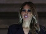 Former US first lady Melania Trump delivers remarks during a naturalization ceremony at the National Archives. Former US first lady Melania Trump delivers remarks during a naturalization ceremony at the National Archives.