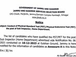 JKSSB announces results of PST/PET for Sub Inspector post