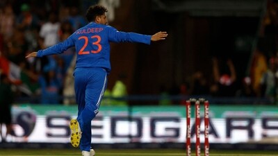 India's Kuldeep Yadav celebrates a wicket. (AFP) India's Kuldeep Yadav celebrates a wicket. (AFP)