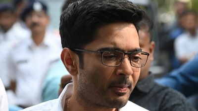 TMC MP Abhishek Banerjee speaks with the media. (PTI) TMC MP Abhishek Banerjee speaks with the media. (PTI)