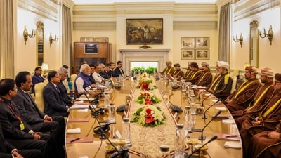 Speaking at the meeting of the joint delegation, PM Modi said, "Today we are adopting a new India-Oman joint vision, a partnership for the future. In this joint vision, concrete action points have been agreed upon in ten different areas. I am confident that the joint vision will give a new and modern shape to our partnership." (PTI) Speaking at the meeting of the joint delegation, PM Modi said, "Today we are adopting a new India-Oman joint vision, a partnership for the future. In this joint vision, concrete action points have been agreed upon in ten different areas. I am confident that the joint vision will give a new and modern shape to our partnership." (PTI)