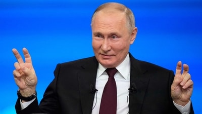 Vladimir Putin On US president: Russian president Vladimir Putin holds his year-end press conference. (AFP)