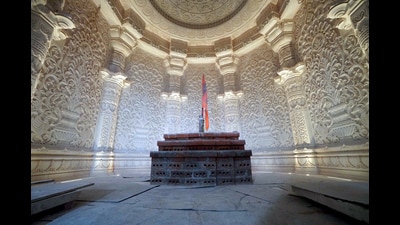 The sanctum sanctorum of Ram temple in Ayodhya. (FILE PHOTO) The sanctum sanctorum of Ram temple in Ayodhya. (FILE PHOTO)