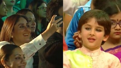 Kareena Kapoor enjoying Taimur Ali Khan's school performance. Kareena Kapoor enjoying Taimur Ali Khan's school performance.