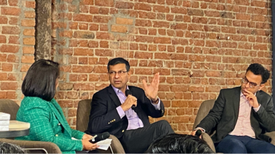 Raghuram Rajan (centre) with co-author Rohit Lamba (right) and Faye D’souza (left) Raghuram Rajan (centre) with co-author Rohit Lamba (right) and Faye D’souza (left)
