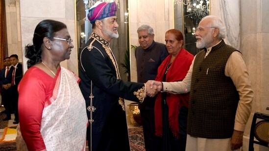 Prime Minister Narendra Modi on Saturday held talks with Oman's Sultan Haitham bin Tarik at the Hyderabad House in Delhi with a focus on expanding bilateral cooperation in diverse areas, including trade and investment. PM Modi and President Droupadi Murmu received the Sultan at the Rashtrapati Bhawan.&nbsp;&nbsp;(ANI)