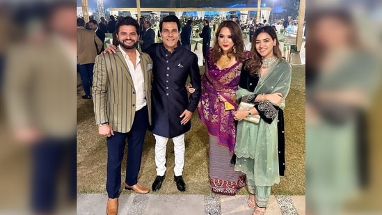 Suresh Raina, the former Indian batter, graced their Delhi reception and extended his congratulations to the newlywed couple by posting a photo on his Instagram account.&nbsp;(Instagram/@sureshraina3)