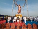 PM Narendra Modi inaugurating the Chhatrapati Shivaji statue at Rajkot on December 4, 2023