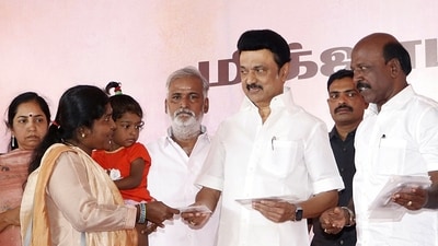 Earlier, Tamil Nadu Chief Minister MK Stalin distributed relief funds to families affected by cyclone Michaung in Chennai. (ANI) Earlier, Tamil Nadu Chief Minister MK Stalin distributed relief funds to families affected by cyclone Michaung in Chennai. (ANI)