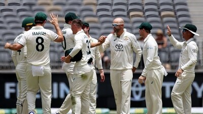Australia's Nathan Lyon (C) celebrates with teammates after taking the wicket of Pakistan's Imam-ul-Haq (AFP) Australia's Nathan Lyon (C) celebrates with teammates after taking the wicket of Pakistan's Imam-ul-Haq (AFP)