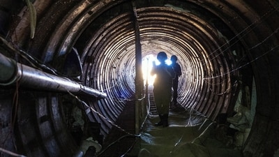 Israel-Hamas War: Israeli soldiers operate in what Israel's military says is an iron-girded tunnel designed by Hamas. (Reuters)