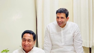 Kamal Nath with new party’s new MP chief Jitu Patwari (@Jitupatwari) (HT_PRINT) Kamal Nath with new party’s new MP chief Jitu Patwari (@Jitupatwari) (HT_PRINT)