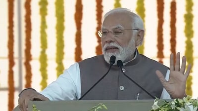 PM Modi speaking at the inauguration ceremony of Surat Diamond Brouse. (ANI) PM Modi speaking at the inauguration ceremony of Surat Diamond Brouse. (ANI)