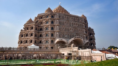 Swarved Mahamandir Dham ahead of its inauguration on December 18 in Varanasi, (PTI) Swarved Mahamandir Dham ahead of its inauguration on December 18 in Varanasi, (PTI)
