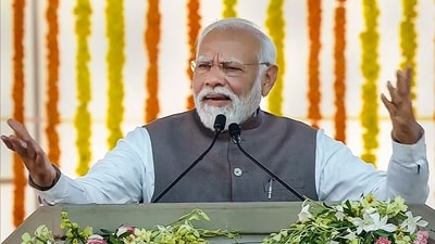 PM Modi speaks during the inauguration of Surat Diamond Bourse in Surat. (PTI) PM Modi speaks during the inauguration of Surat Diamond Bourse in Surat. (PTI)