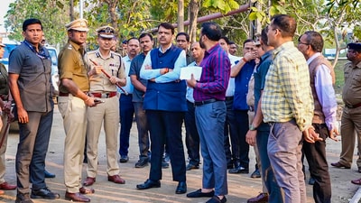 Maharashtra Deputy CM Devendra Fadnavis visited the site of the explosion at Solar Industries in Nagpur and met the families of the deceased. (PTI) Maharashtra Deputy CM Devendra Fadnavis visited the site of the explosion at Solar Industries in Nagpur and met the families of the deceased. (PTI)