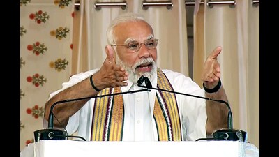 Prime Minister Narendra Modi during the inauguration of Kashi Tamil Sangamam, in Varanasi. (ANI) Prime Minister Narendra Modi during the inauguration of Kashi Tamil Sangamam, in Varanasi. (ANI)