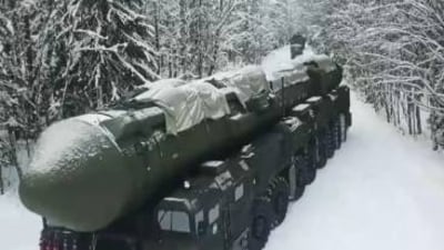 The defence ministry released a clip of the giant missile being transported to a silo and loaded into a shaft. (X(formerly Twitter))