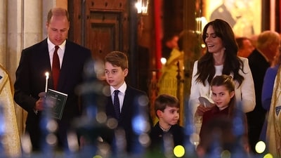 Prince William and Kate Middleton attend the "Together At Christmas" Carol Service" at Westminster Abbey in London with their children. (AFP) Prince William and Kate Middleton attend the "Together At Christmas" Carol Service" at Westminster Abbey in London with their children. (AFP)