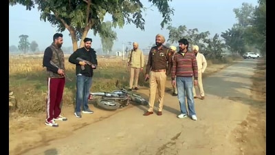 The spot where three miscreants were arrested after an exchange of gunfire with police in Punjab's Moda on Sunday. (ANI)