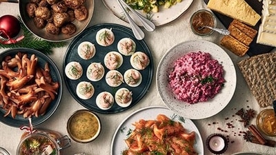 Sweden - Julbord and Julskinka: Julbord is a Christmas buffet featuring cold fish, meats, cheese, pickles, and more. Julskinka, the centerpiece, takes the spotlight as the star of the julbord. (Pinterest)