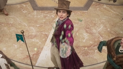 Timothee Chalamet in a still from Wonka trailer. Timothee Chalamet in a still from Wonka trailer.