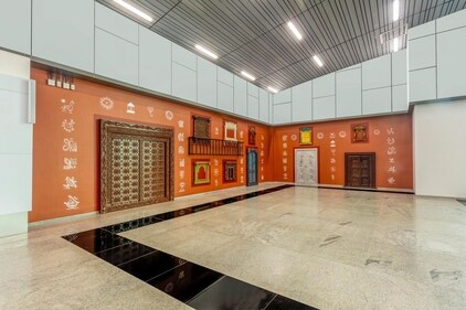 The interior is designed with traditional art forms. (Narendra Modi/X) The interior is designed with traditional art forms. (Narendra Modi/X)