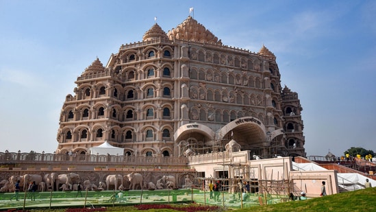 Swarved Mahamandir Dham ahead of its inauguration on December 18 in Varanasi, (PTI)