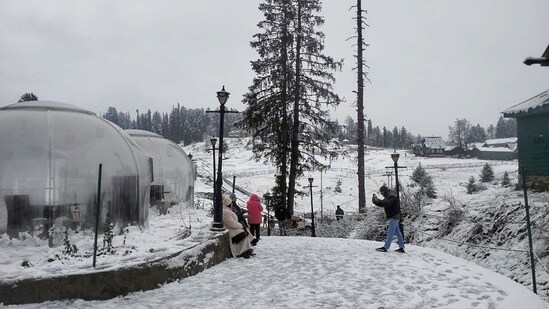 Gulmarg, the ski-resort in north Kashmir's Baramulla district, reported approximately six inches of new snowfall, according to officials. Snowfall was observed in the Sonmarg tourist resort and on the Zojila axis as well. The impact of the western disturbance is anticipated to persist in Jammu and Kashmir.(ANI)