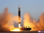 This photo provided by the North Korean government shows what it says is an intercontinental ballistic missile in a launching drill at the Sunan international airport in Pyongyang, North Korea on March 16, 2023. This photo provided by the North Korean government shows what it says is an intercontinental ballistic missile in a launching drill at the Sunan international airport in Pyongyang, North Korea on March 16, 2023.