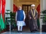 PM Modi and Sultan of Oman Haitham Bin Tariq at the Hyderabad House in New Delhi.(PTI)