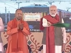 Prime Minister Narendra Modi flags off the Varanasi-New Delhi Vande Bharat Express train. Prime Minister Narendra Modi flags off the Varanasi-New Delhi Vande Bharat Express train.