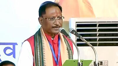 Bharatiya Janata Party (BJP) leader Vishnu Deo Sai took oath as Chhattisgarh chief minister in Raipur on December 13, 2023 (ANI) Bharatiya Janata Party (BJP) leader Vishnu Deo Sai took oath as Chhattisgarh chief minister in Raipur on December 13, 2023 (ANI)