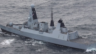 A Royal Navy warship shot down a suspected attack drone targeting commercial ships in the Red Sea. (AP) A Royal Navy warship shot down a suspected attack drone targeting commercial ships in the Red Sea. (AP)