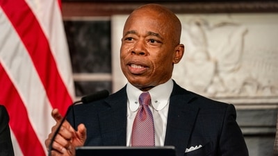 Mayor Eric Adams speaks during a press conference at City Hall in New York, Tuesday, Dec. 12, 2023. (AP Photo/Peter K. Afriyie) (AP) Mayor Eric Adams speaks during a press conference at City Hall in New York, Tuesday, Dec. 12, 2023. (AP Photo/Peter K. Afriyie) (AP)