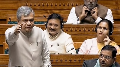File: Union minister Ashwini Vaishnaw speaks in the Lok Sabha during the Winter session of Parliament, in New Delhi, Wednesday, Dec. 13, 2023. (PTI Photo) (PTI) File: Union minister Ashwini Vaishnaw speaks in the Lok Sabha during the Winter session of Parliament, in New Delhi, Wednesday, Dec. 13, 2023. (PTI Photo) (PTI)