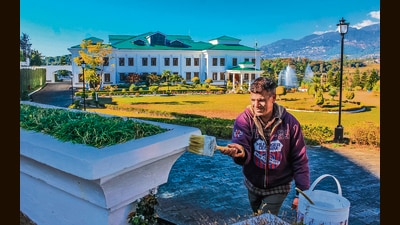 Preparations are underway for the winter session that will be held at Tapovan in Dharamshala. (HT Photo) Preparations are underway for the winter session that will be held at Tapovan in Dharamshala. (HT Photo)