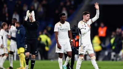 Real Madrid's Federico Valverde acknowledges the crowd after the Spanish La Liga soccer match between Real Madrid and Villarreal at the Santiago Bernabeu (AP) Real Madrid's Federico Valverde acknowledges the crowd after the Spanish La Liga soccer match between Real Madrid and Villarreal at the Santiago Bernabeu (AP)