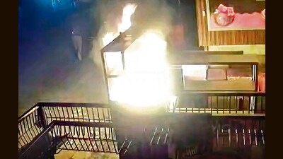 The CCTV caught the accused lighting the pav bhaji stall on fire. (HT Photo)